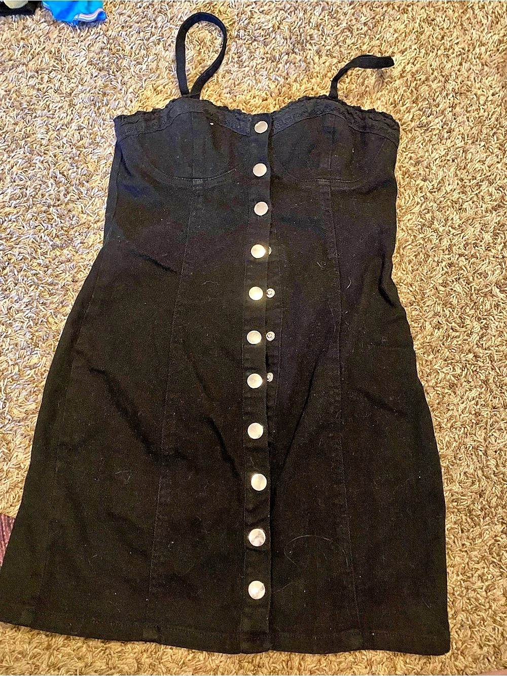 Forever 21 Denim Button-Front Mini Dress Black Size Medium